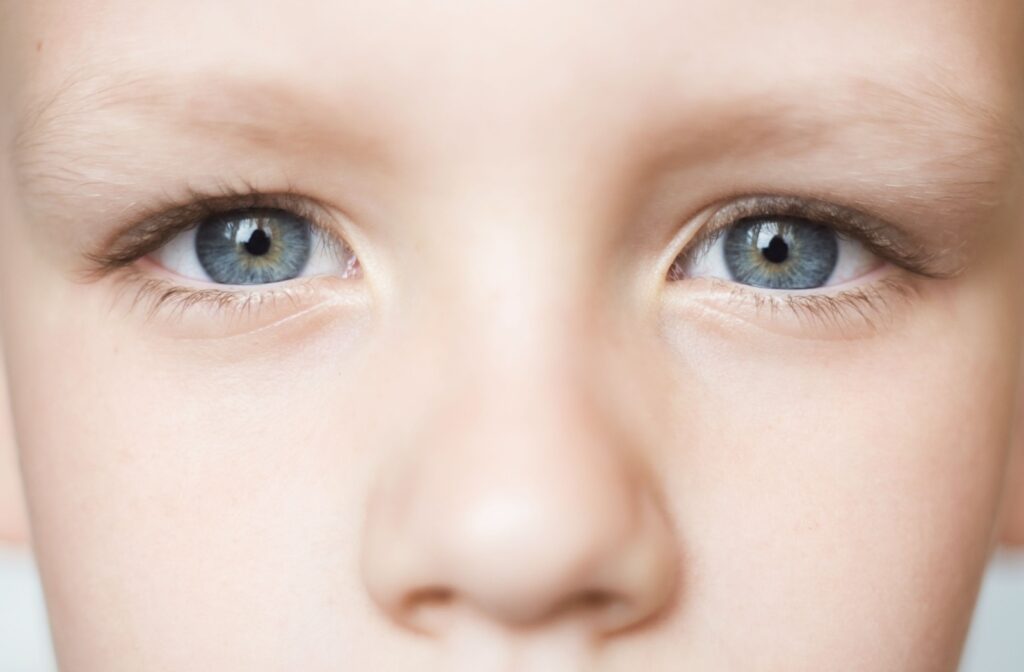 Close up a child's blue eyes